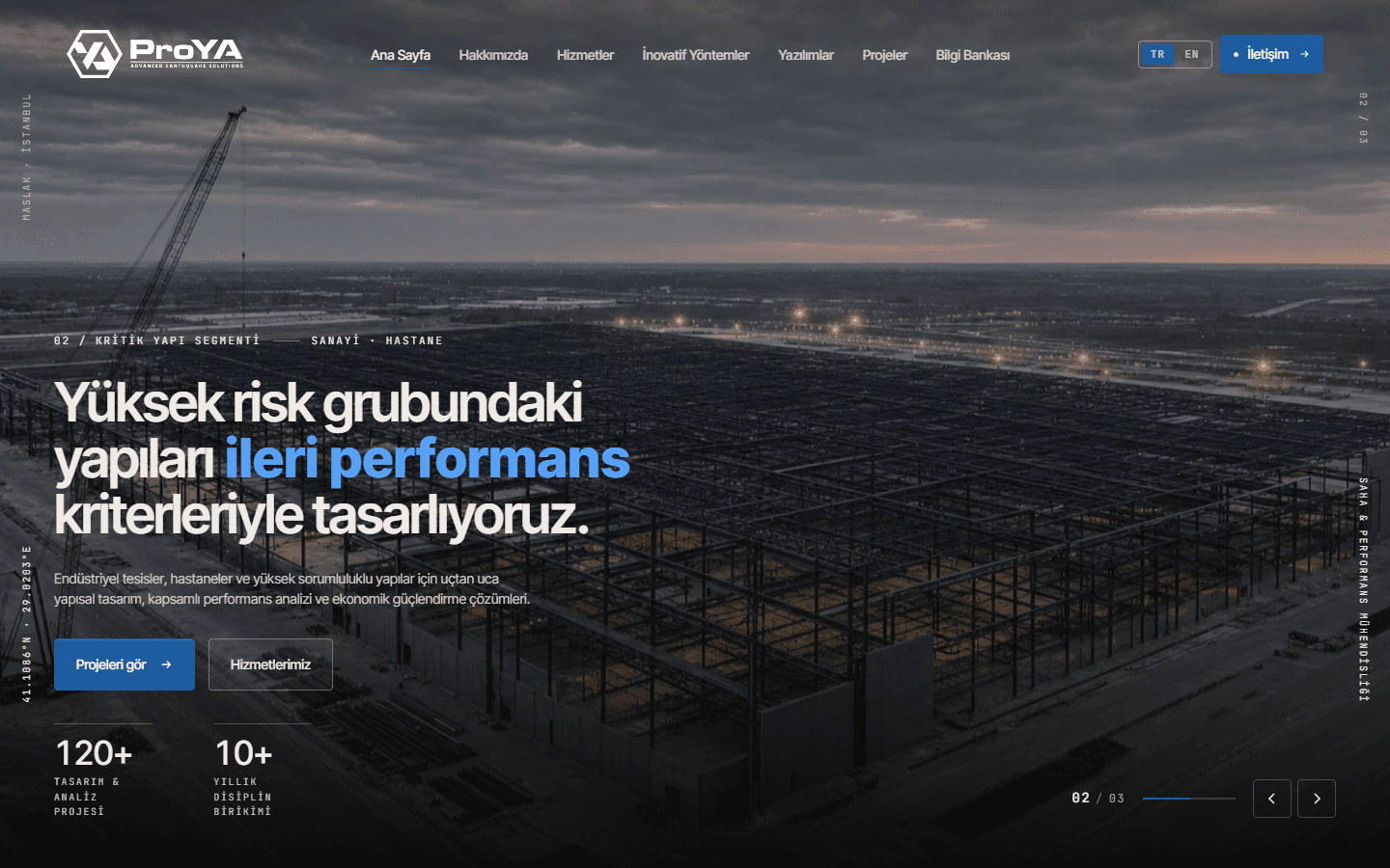 ProYA Mühendislik web sitesi