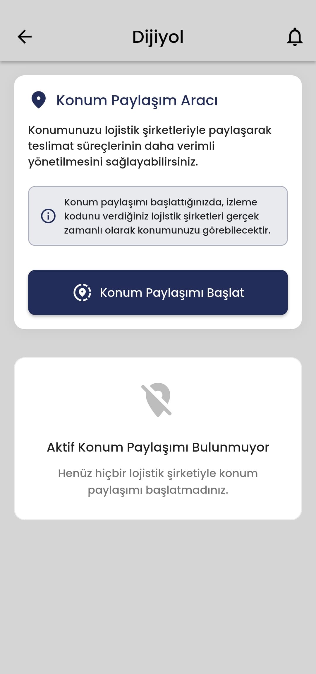 Dijiyol uygulama ekranı