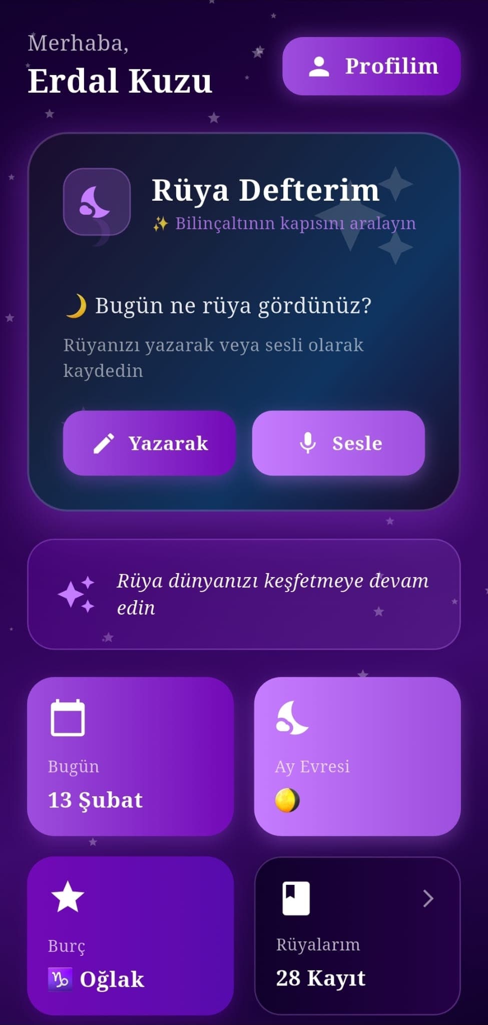 Rüya Günlüğüm uygulama ekranı