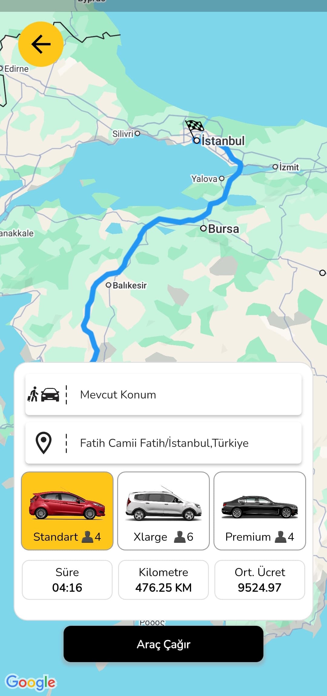 Tagsi uygulama ekranı