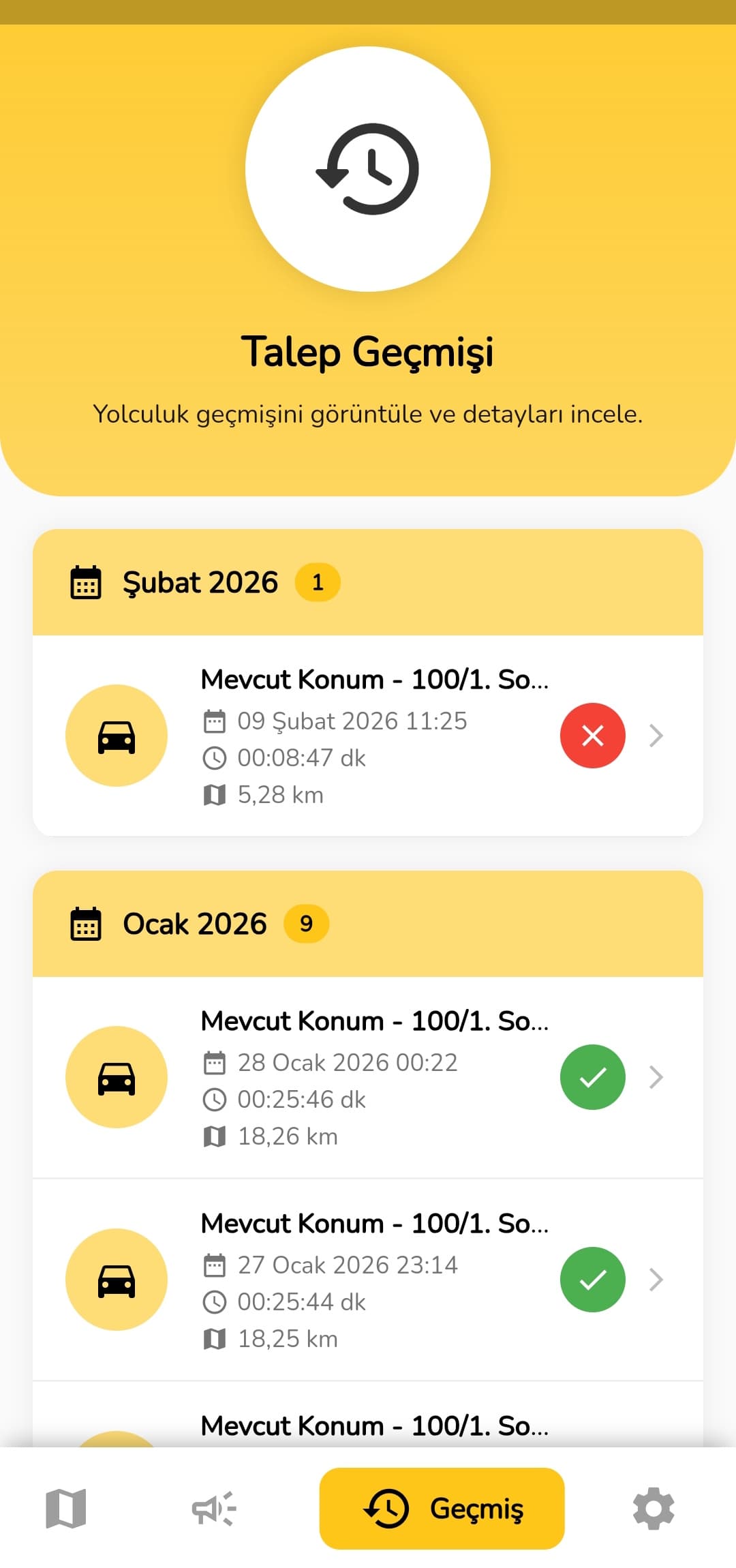Tagsi Sürücü uygulama ekranı